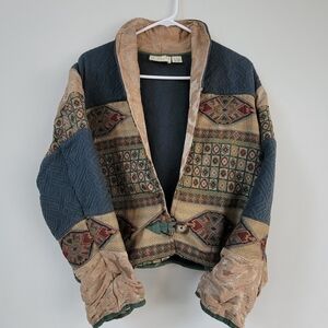 Vintage Flashback Tapestry Jacket Women's Size L Boho Eclectic Grandma Artsy